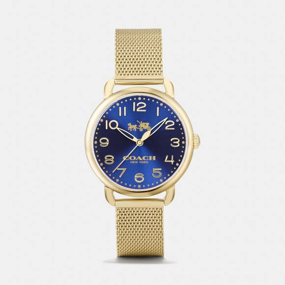Coach Accessories - Gold Coach Delancey Watch Navy Blue Face